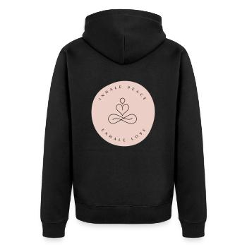 Inspirez la paix, expirez l’amour - Veste à capuche bio Premium Unisexe - noir - Dos - Nico (187cm)
