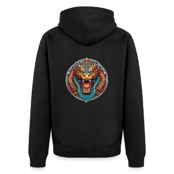 dragon asiatique - japon - chinois - Veste à capuche bio Premium Unisexe - noir - Dos - Nico (187cm)