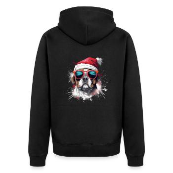 Bouledogue français Chien de Noël dans la neige - Veste à capuche bio Premium Unisexe - noir - Dos - Nico (187cm)