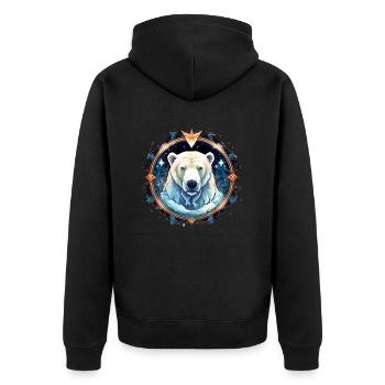 Eisbär mit verschneiten Elementen, Liebesbären - Unisex Premium Bio Zip Hoodie - Schwarz - Hinten - Nico (187cm)