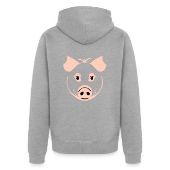 Pig in comic style - Unisex Premium Organic Zip Hoodie - heather grey - Back - Nico (187cm)