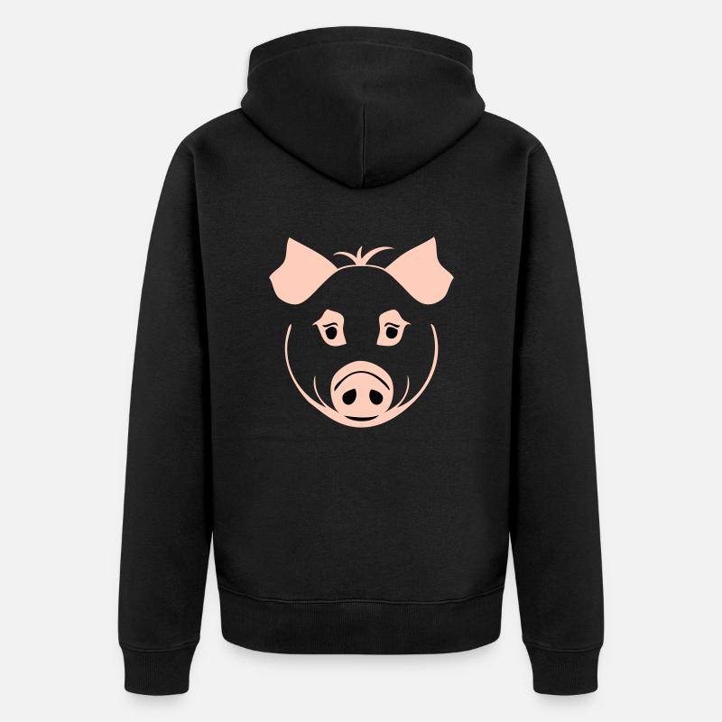Schwein im Comic Stil - Unisex Premium Bio Zip Hoodie - Schwarz