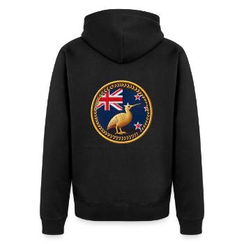 New Zealand Aotearoa Kiwi 9 - Unisex Premium Organic Zip Hoodie - black - Back - Nico (187cm)