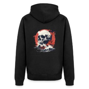 Crâne dans la mer de vagues - Veste à capuche bio Premium Unisexe - noir - Dos - Nico (187cm)
