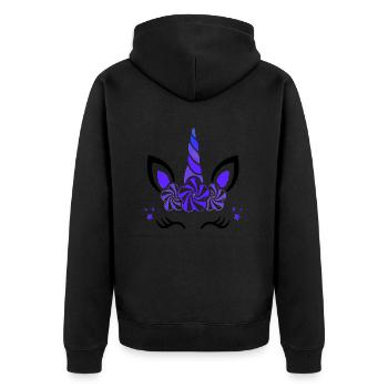 Einhorn süße Regenbogen lustige Einhörner magische Fantasie - Unisex Premium Bio Zip Hoodie - Schwarz - Hinten - Nico (187cm)