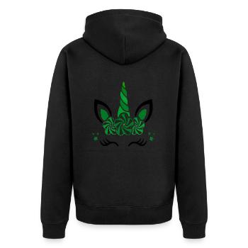 Einhorn süße Regenbogen lustige Einhörner magische Fantasie - Unisex Premium Bio Zip Hoodie - Schwarz - Hinten - Nico (187cm)