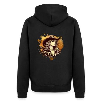western vintage cowboy girl american wild western - Unisex Premium Organic Zip Hoodie - black - Back - Nico (187cm)