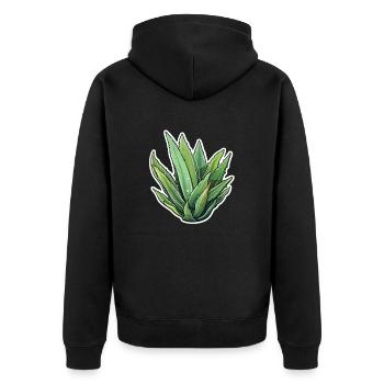 Aloe Vera - Unisex Premium Bio Zip Hoodie - Schwarz - Hinten - Nico (187cm)