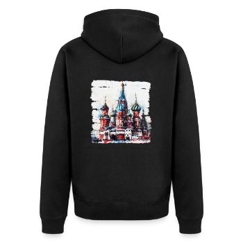 Die Basilius-Kathedrale, ein berühmtes Wahrzeichen - Unisex Premium Bio Zip Hoodie - Schwarz - Hinten - Nico (187cm)