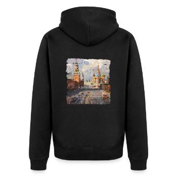 Red Square in Moscow - Unisex Premium Organic Zip Hoodie - black - Back - Nico (187cm)