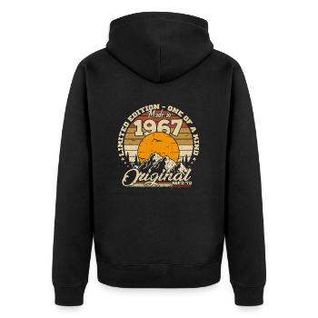 Hergestellt im Jahr 1967 Geburtstagsgeschenk 1967 Retro 1967 - Unisex Premium Bio Zip Hoodie - Schwarz - Hinten - Nico (187cm)