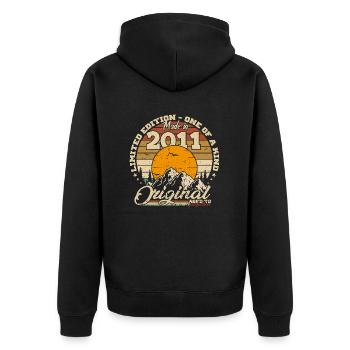 Made in 2011 Birthday Gift 2011 Retro 2011 - Unisex Premium Organic Zip Hoodie - black - Back - Nico (187cm)