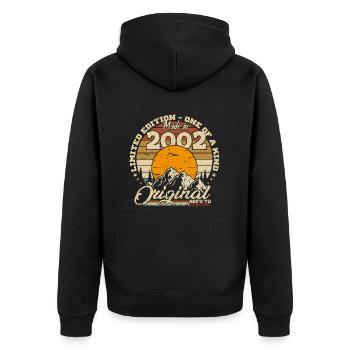 Hergestellt im Jahr 2002 Retro 2002 Geburtstagsgeschenk - Unisex Premium Bio Zip Hoodie - Schwarz - Hinten - Nico (187cm)