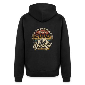 Made in 2008 Vintage Limited Edition Gift - Unisex Premium Organic Zip Hoodie - black - Back - Nico (187cm)