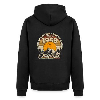 Hergestellt im Jahr 1969 Retro 1969 Geburtstagsgeschenk - Unisex Premium Bio Zip Hoodie - Schwarz - Hinten - Nico (187cm)