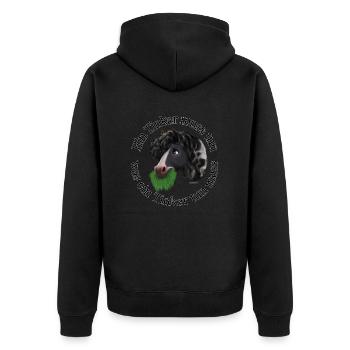 NimmersattTinker - Unisex Premium Bio Zip Hoodie - Schwarz - Hinten - Nico (187cm)
