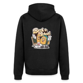 Zurück zur Schule - Unisex Premium Bio Zip Hoodie - Schwarz - Hinten - Nico (187cm)