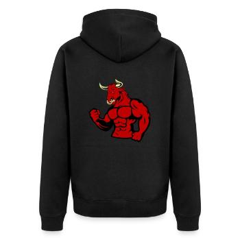 stier - Unisex Premium Bio Zip Hoodie - Schwarz - Hinten - Nico (187cm)