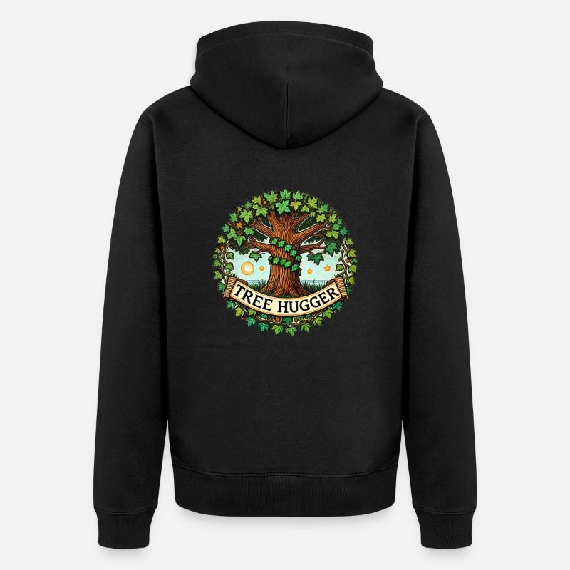 Baum-Umarmer - Unisex Premium Bio Zip Hoodie - Schwarz