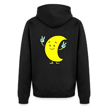 mond comic 02 - Unisex Premium Bio Zip Hoodie - Schwarz - Hinten - Nico (187cm)