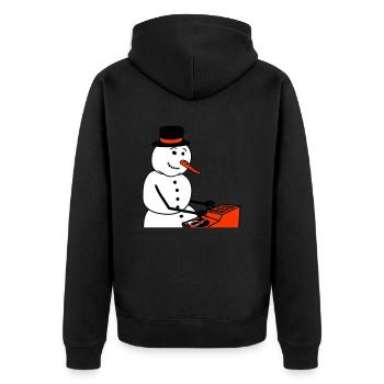 Winter DJ Schneemann Mixer Mischpult Musik Party - Unisex Premium Bio Zip Hoodie - Schwarz - Hinten - Nico (187cm)