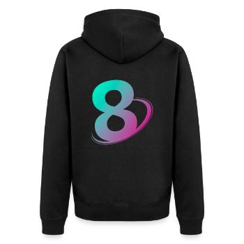 Number 8 multicolor - Unisex Premium Organic Zip Hoodie - black - Back - Nico (187cm)