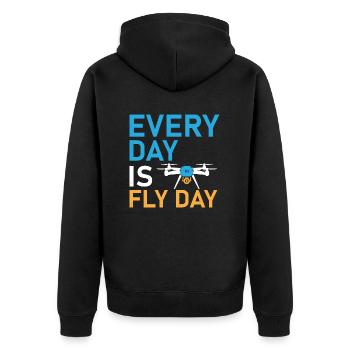 Every Day Is Fly Day Drone Pilot RC Flight - Unisex Premium Bio Zip Hoodie - Schwarz - Hinten - Nico (187cm)