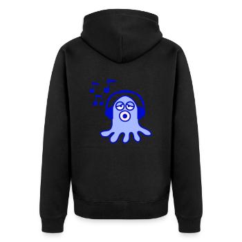 Cute octopus octopus octopus squid listening to loud music - Unisex Premium Organic Zip Hoodie - black - Back - Nico (187cm)
