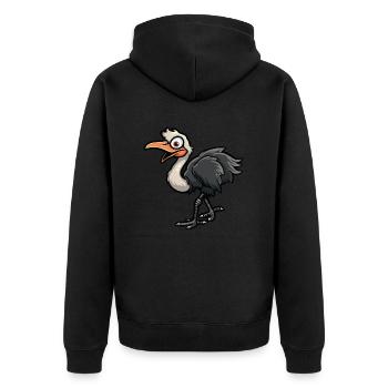 ostrich - Unisex Premium Organic Zip Hoodie - black - Back - Nico (187cm)