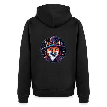 Fantasy Fox - Celestial Wizard - Unisex Premium Organic Zip Hoodie - black - Back - Nico (187cm)