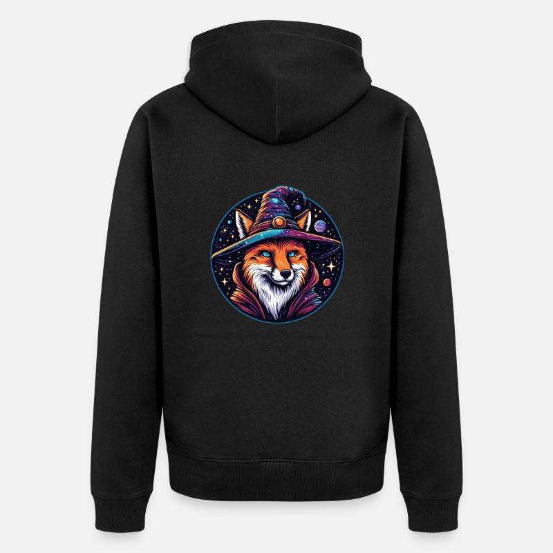 Fantasy Fox - Himmlischer Zauberer - Unisex Premium Bio Zip Hoodie - Schwarz