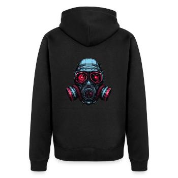 Gasmaske - Unisex Premium Bio Zip Hoodie - Schwarz - Hinten - Nico (187cm)