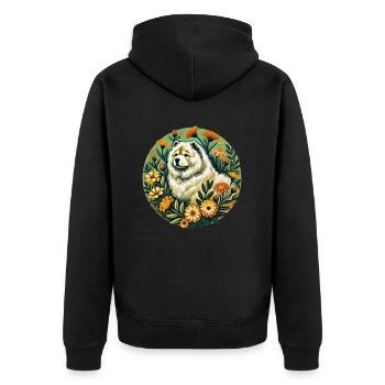 Chow Chow Frühling - Unisex Premium Bio Zip Hoodie - Schwarz - Hinten - Nico (187cm)
