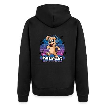 Dancing dog - Unisex Premium Organic Zip Hoodie - black - Back - Nico (187cm)