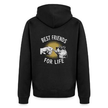 Freundschaft fürs Leben mit Hamster - Unisex Premium Bio Zip Hoodie - Schwarz - Hinten - Nico (187cm)