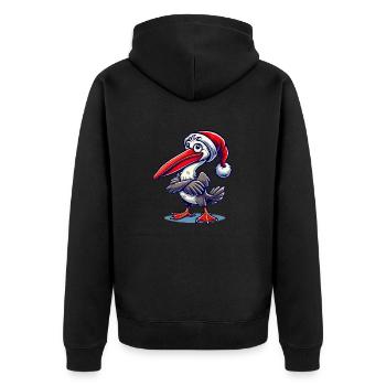 Pelikan Weihnachten - Unisex Premium Bio Zip Hoodie - Schwarz - Hinten - Nico (187cm)
