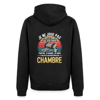 Humor Teen Geek Gamer Videospiele Geschenkidee - Unisex Premium Bio Zip Hoodie - Schwarz - Hinten - Nico (187cm)