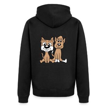 2 Dogs Friends Sitting Cute Two Team Crew Duo - Unisex Premium Organic Zip Hoodie - black - Back - Nico (187cm)