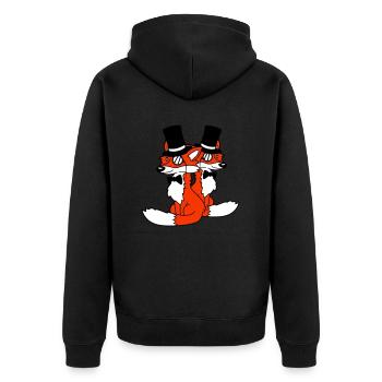 2 Foxes Friends Top Hat Men's Monocle Glasses - Unisex Premium Organic Zip Hoodie - black - Back - Nico (187cm)