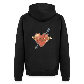 My Burning Valentine Heart - Unisex Premium Bio Zip Hoodie - Schwarz - Hinten - Nico (187cm)
