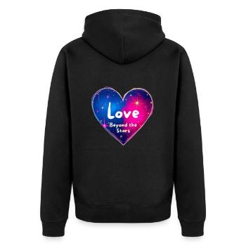Love beyond the Stars Heart Design - Unisex Premium Organic Zip Hoodie - black - Back - Nico (187cm)