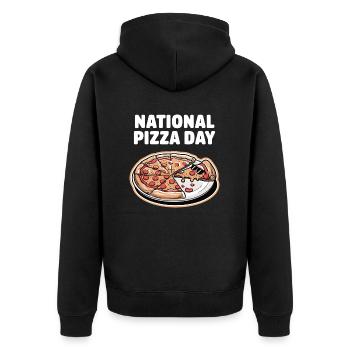 Journée nationale de la pizza 2025 pizza day gift - Veste à capuche bio Premium Unisexe - noir - Dos - Nico (187cm)