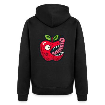 Apfel frisst Wurm - Unisex Premium Bio Zip Hoodie - Schwarz - Hinten - Nico (187cm)