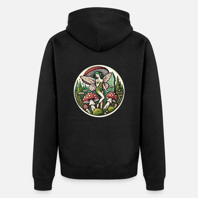 Fée champignon - Veste à capuche bio Premium Unisexe - noir