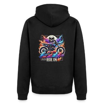 Motorrad Motocross biker bike - Unisex Premium Bio Zip Hoodie - Schwarz - Hinten - Nico (187cm)