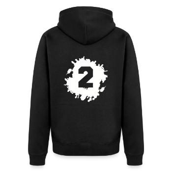 2 klecks - Unisex Premium Bio Zip Hoodie - Schwarz - Hinten - Nico (187cm)
