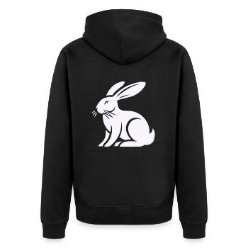 hase kaninchen - Unisex Premium Bio Zip Hoodie - Schwarz - Hinten - Nico (187cm)