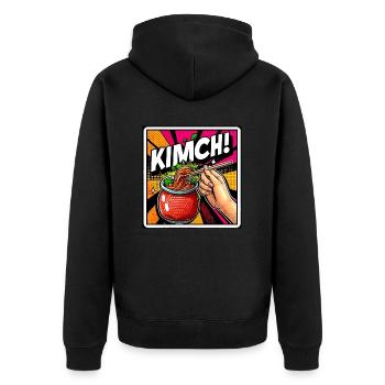 KKIIMMCCHHII - Unisex Premium Bio Zip Hoodie - Schwarz - Hinten - Nico (187cm)