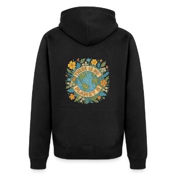Es gibt keinen Planeten b - Unisex Premium Bio Zip Hoodie - Schwarz - Hinten - Nico (187cm)