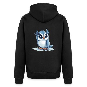 blue owl - Unisex Premium Organic Zip Hoodie - black - Back - Nico (187cm)